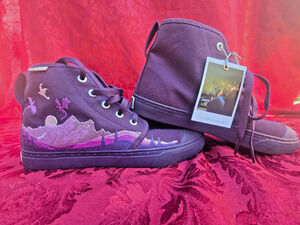 BANGS Shoes Mystic Mountain Dragon High Top Sneakers Purple Mens 6 Womens 7.5